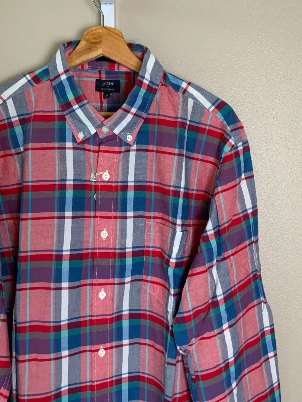 J. Crew Slim Summer Plaid Button Down Oxford Shirt